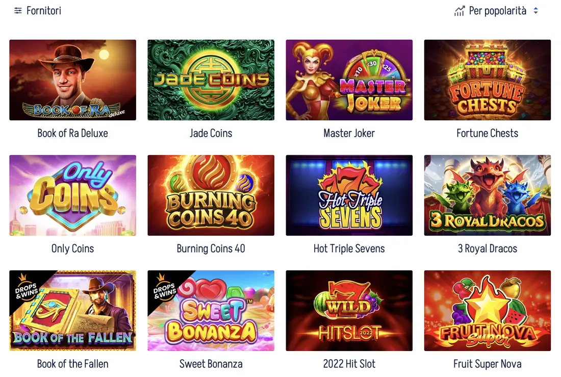 Catalogo giochi Winnita: slot popolari
