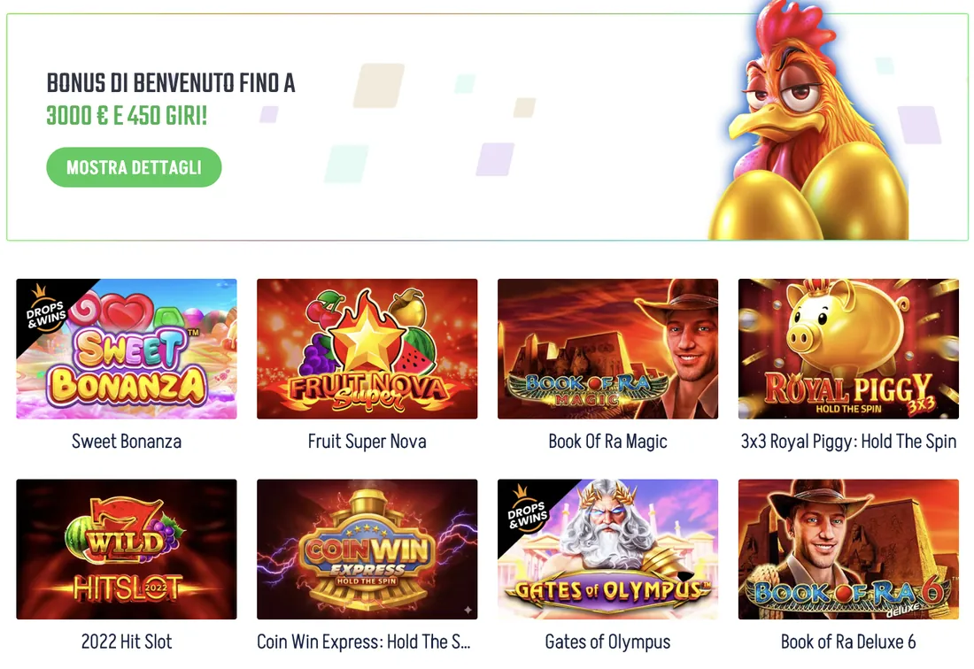 Bonus e catalogo giochi Winnita
